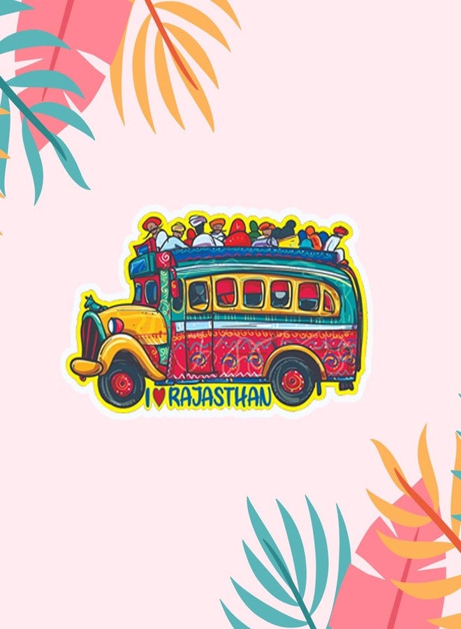 GIFTMEBAZAR Gift Me Bazar Rajasthani Bus Fridge Magnet for Home & Office Decor | Rajasthani Theme Magnet | Kitchen Decor Items - Image 2